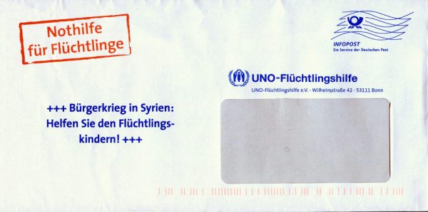 Briefkuvert der UNO-Flüchtlingshilfe